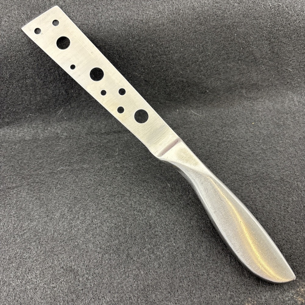 Semi Soft Cheese Knife Brushed Stainless Steel Hollow Handle Air Holes In Tang